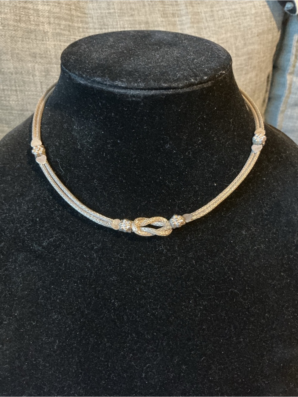 Elegant Knot Necklace and Bracelet Set - Silver Tone - Picture 2 of 6